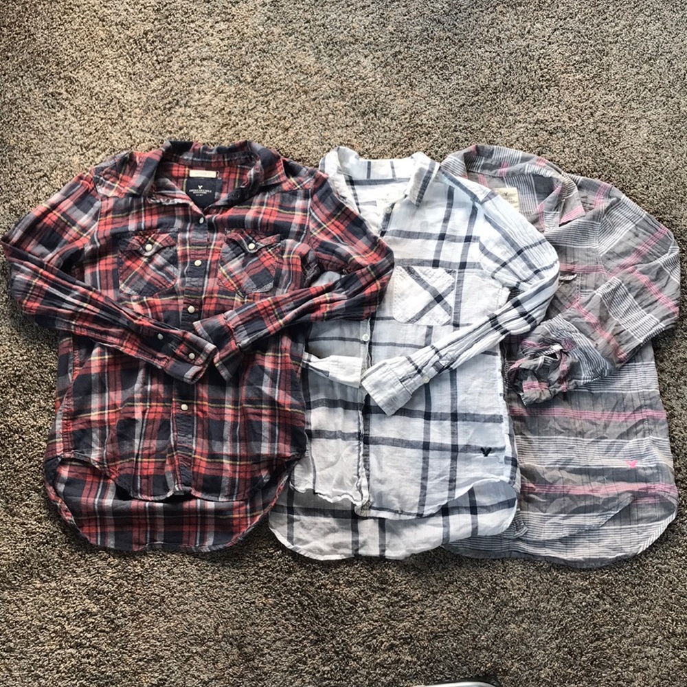 Three American Eagle Flannels. Size XS.
